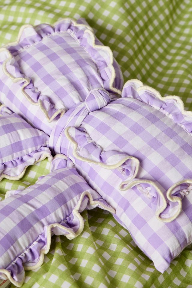 Bow Gingham Ruffle Cushion #1