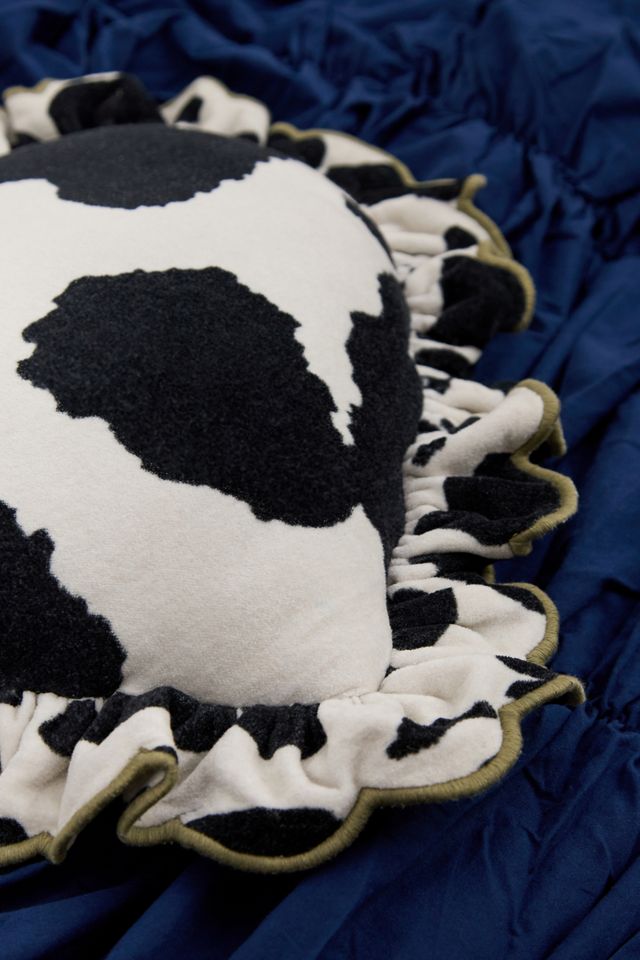 Cow Print Ruffle Heart Cushion #1