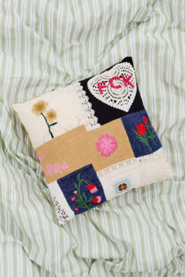 FCK Patchwork Cushion ALL at Urban Outfitters