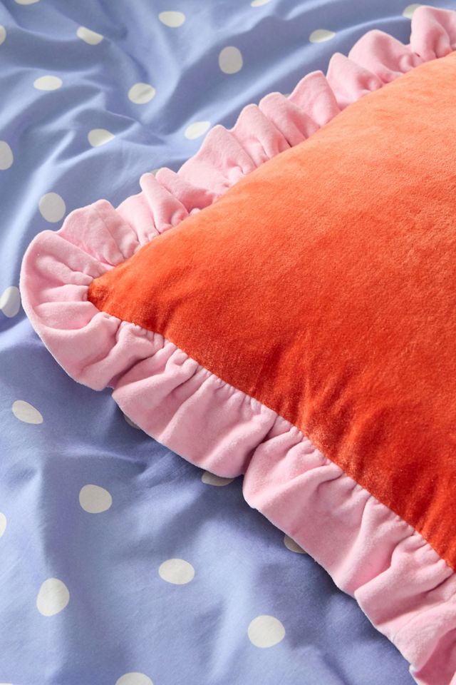 Red Contrast Ruffle Cushion #1