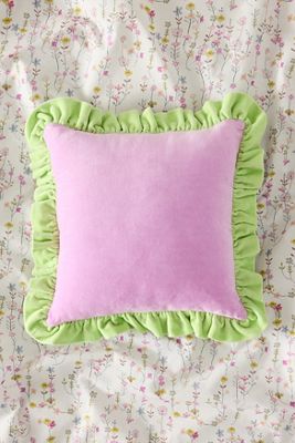 Lilac Contrast Ruffle Cushion