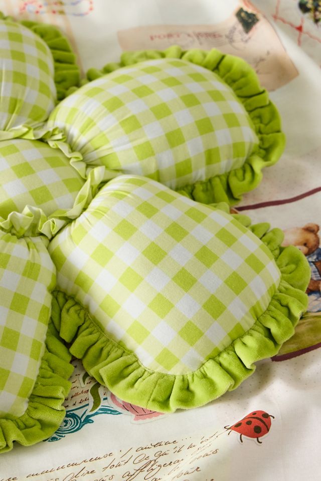 Cuscino con Fiore a Quadri Verdi #1