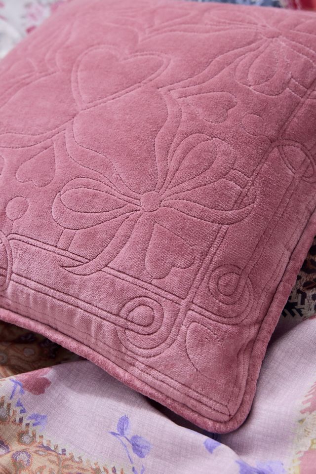 Pink Quilted Heart Cushion #1