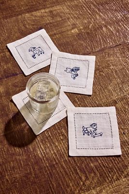 Ensemble de 4 serviettes à cocktail Sassy Lamb