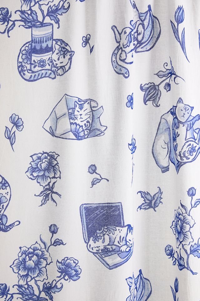 Delft Cat Shower Curtain #1