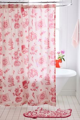 Rideau de douche chat rose de Delft