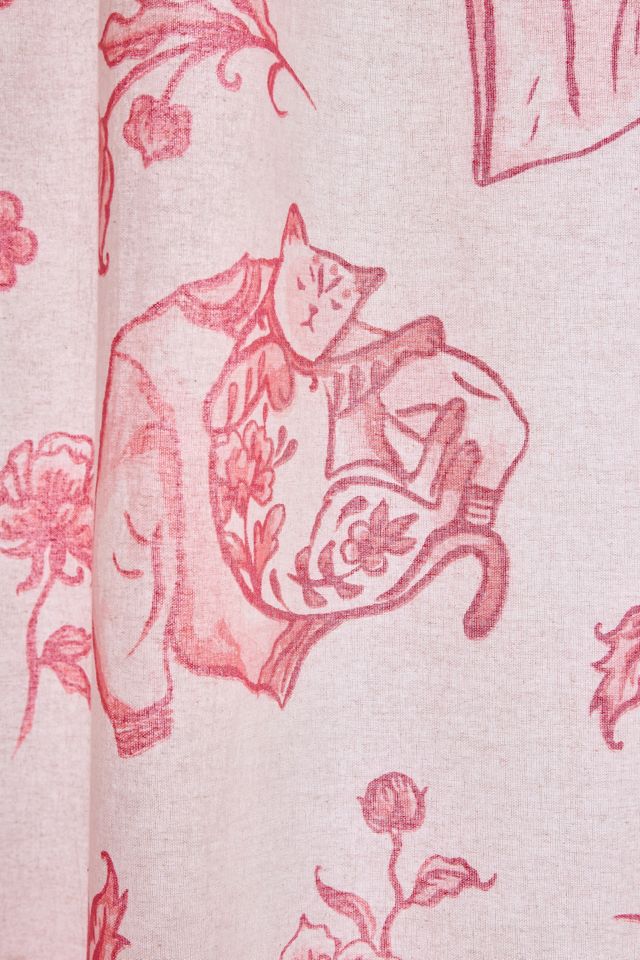 Pink Delft Cat Shower Curtain #1