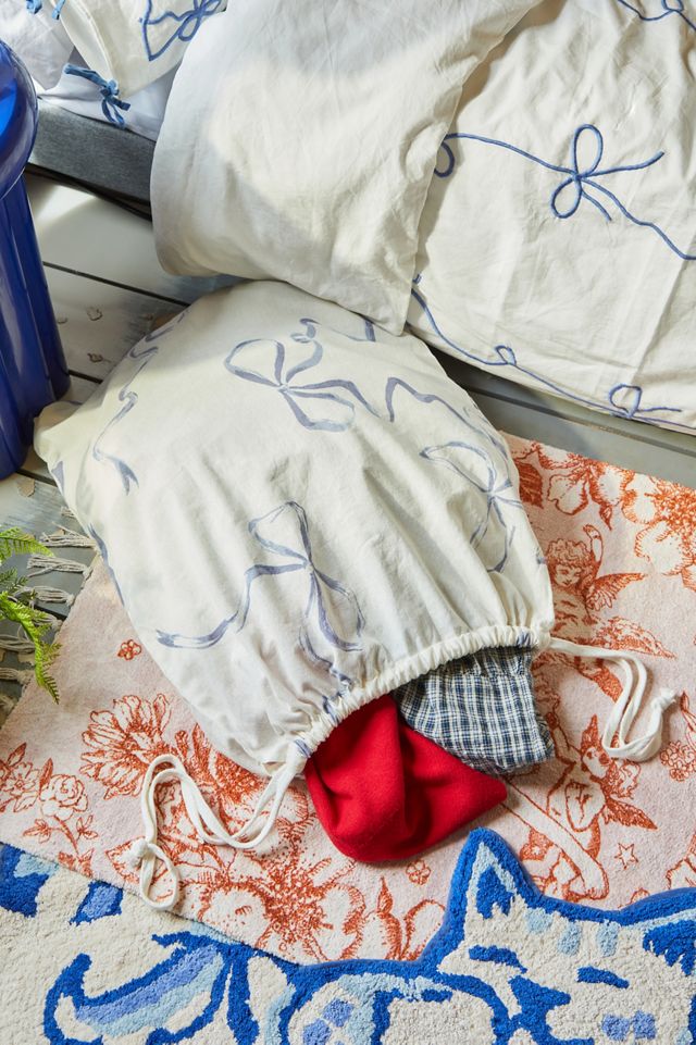 Drawstring Bow Print Laundry Bag #1