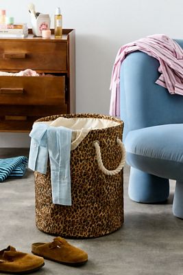Cesto de Lavandería con Estampado de Leopardo
