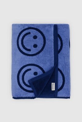 BAGGU Blue Happy Bath Towel