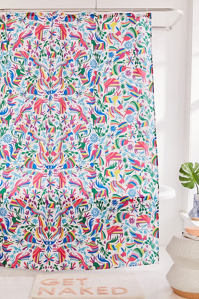 Multi Colour Fl Shower Curtain, Otomi Print Shower Curtain