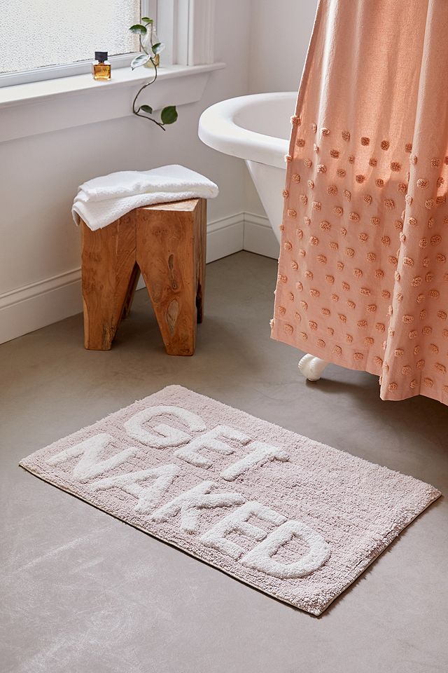 Get Naked Pink & White Bath Mat