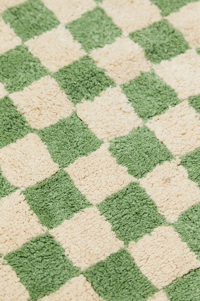 Green Checkerboard Bath Mat | Urban Outfitters UK