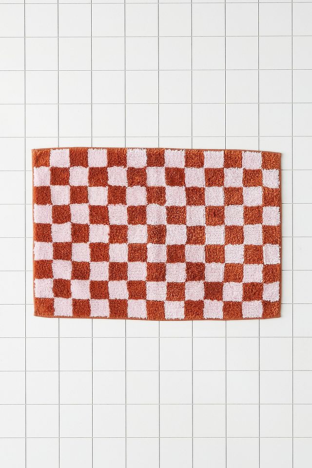 Pink Checkerboard Bath Mat | Urban Outfitters UK
