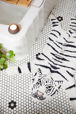 White Tiger Bath Mat | Urban Outfitters UK