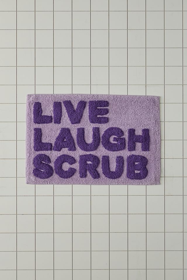 Live Laugh Scrub Purple Bath Mat Urban Outfitters UK