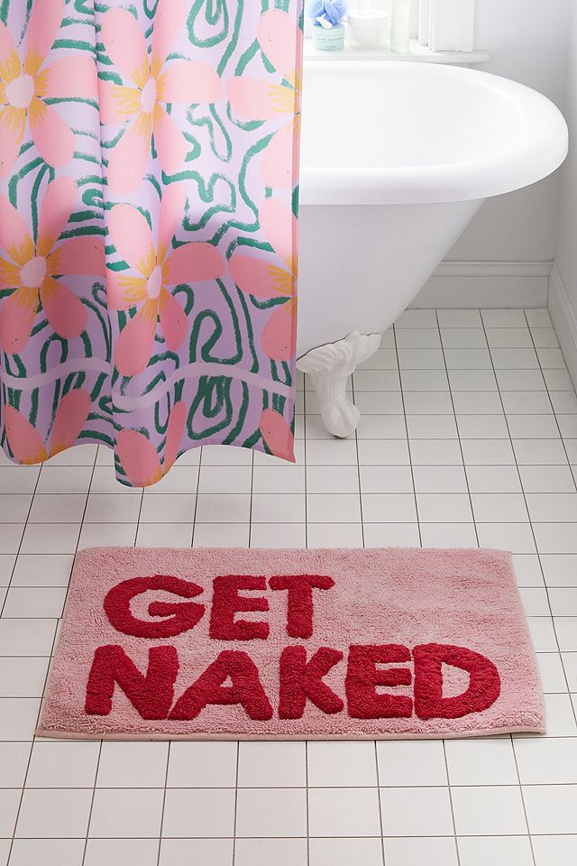 Tapis de bain Get Naked rose et rouge