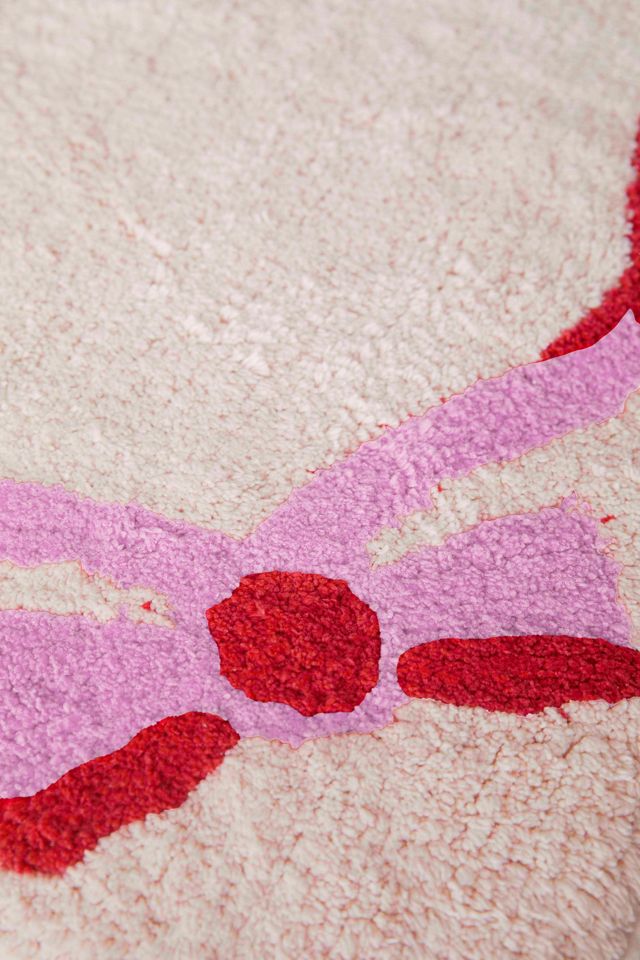 Tappetino da Bagno Rosa con Fiocchi di Pizzo #2