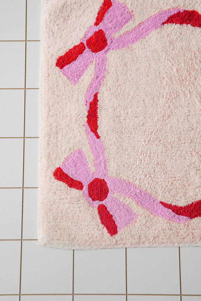 Tappetino da Bagno Rosa con Fiocchi di Pizzo #3
