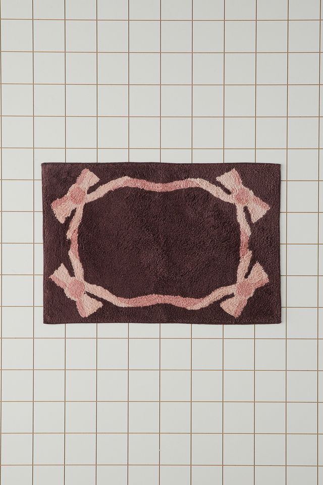 Tapis de bain à nœuds lacets couleur prune #1