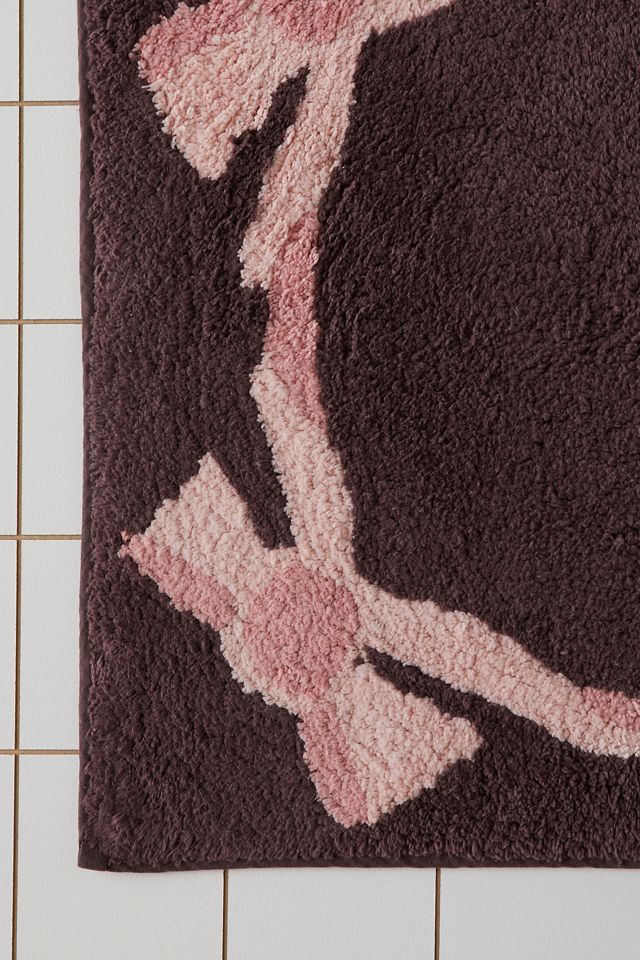 Tapis de bain à nœuds lacets couleur prune #3