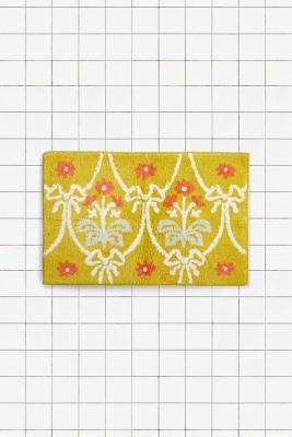 Mustard Bow Damask Bath Mat - Sun Yellow ALL at Urban Outfitters