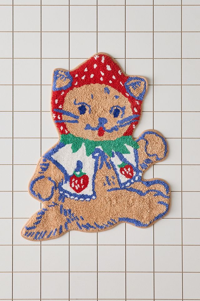Strawberry Cat Bath Mat #1