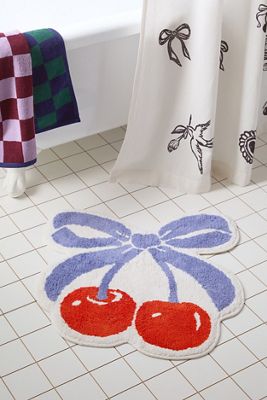 Cherry Bow Bath Mat