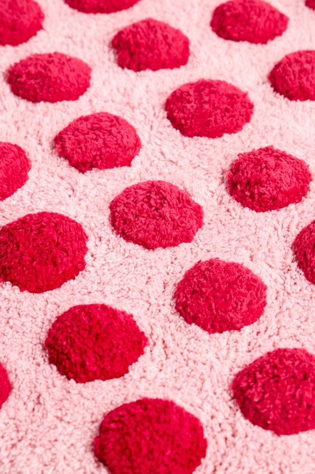 Pink & Red Polka Dot Bathmat #1