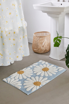Tapis De Bain Antidérapant 40x120 Cm - Motif Marguerites - Microfibre Super Absorbante - Support TPR Antidérapant - 9