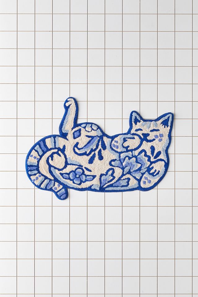 Delft Cat Bath Mat #1