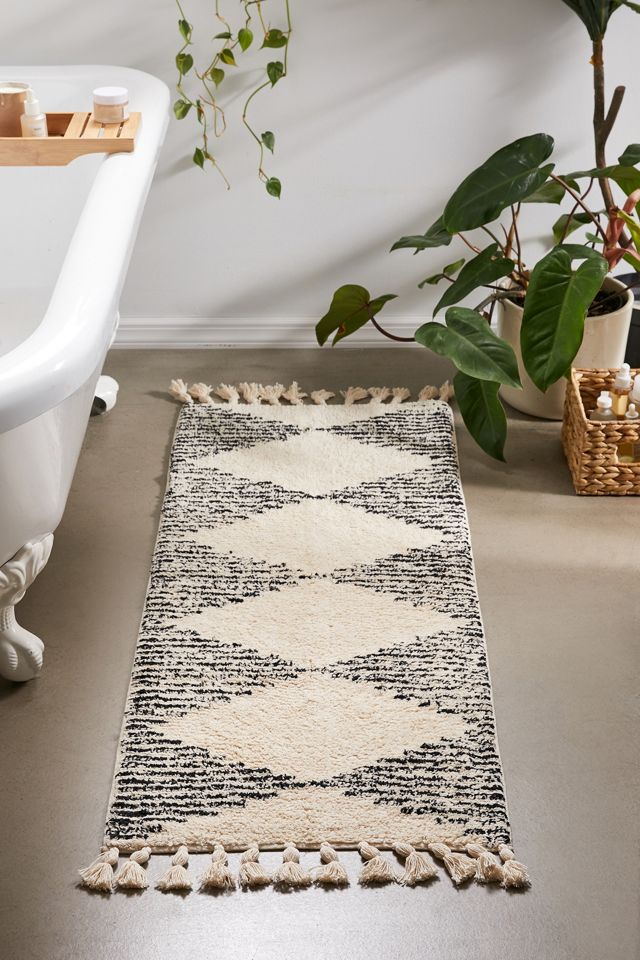 Tapis de bain long tufté diamant #1