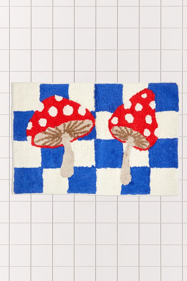 Mushroom Check Bath Mat Urban Outfitters UK