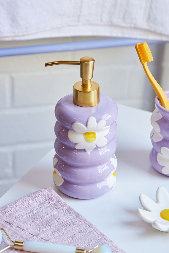 Distributeur de savon à motifs marguerite couleur lilas