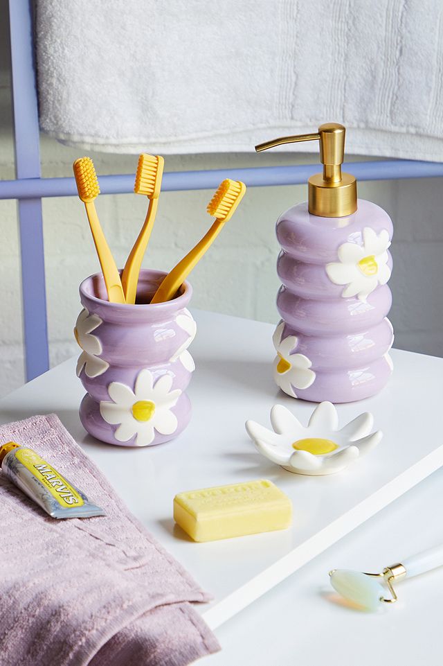 Distributeur de savon à motifs marguerite couleur lilas