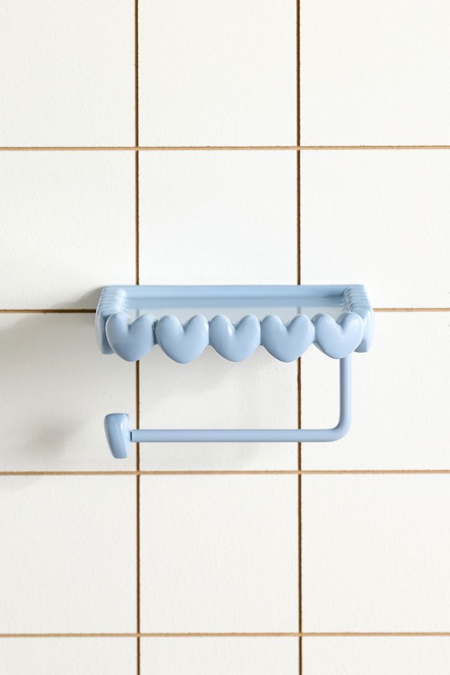 Blue Eloise Toilet Roll Holder with Heart Design