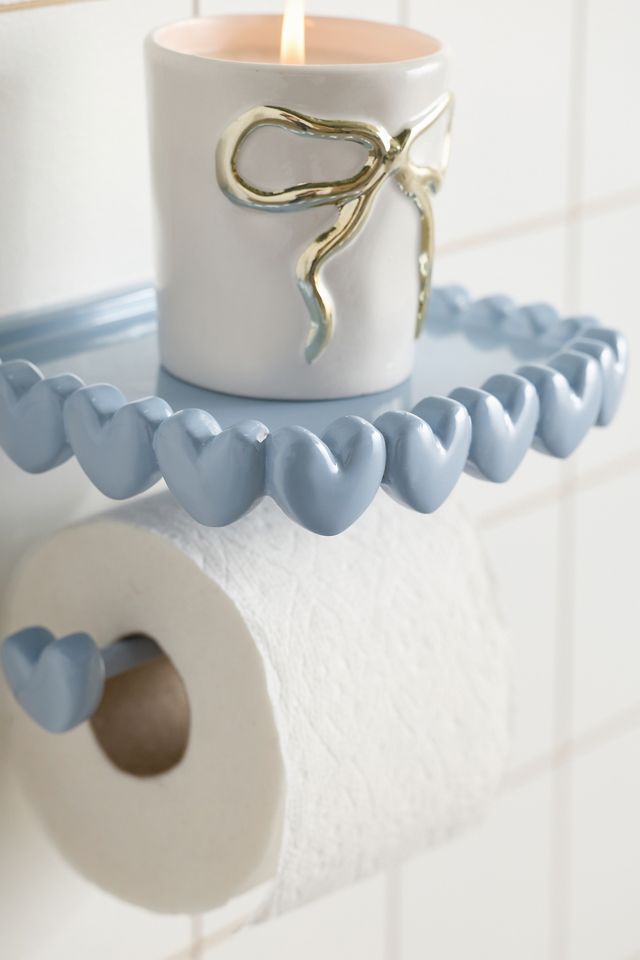 Blue Eloise Toilet Roll Holder with Heart Design