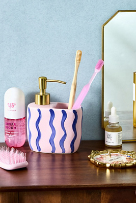 Ensemble de Pot de Savon et de Rangement Ari Rose et Bleu