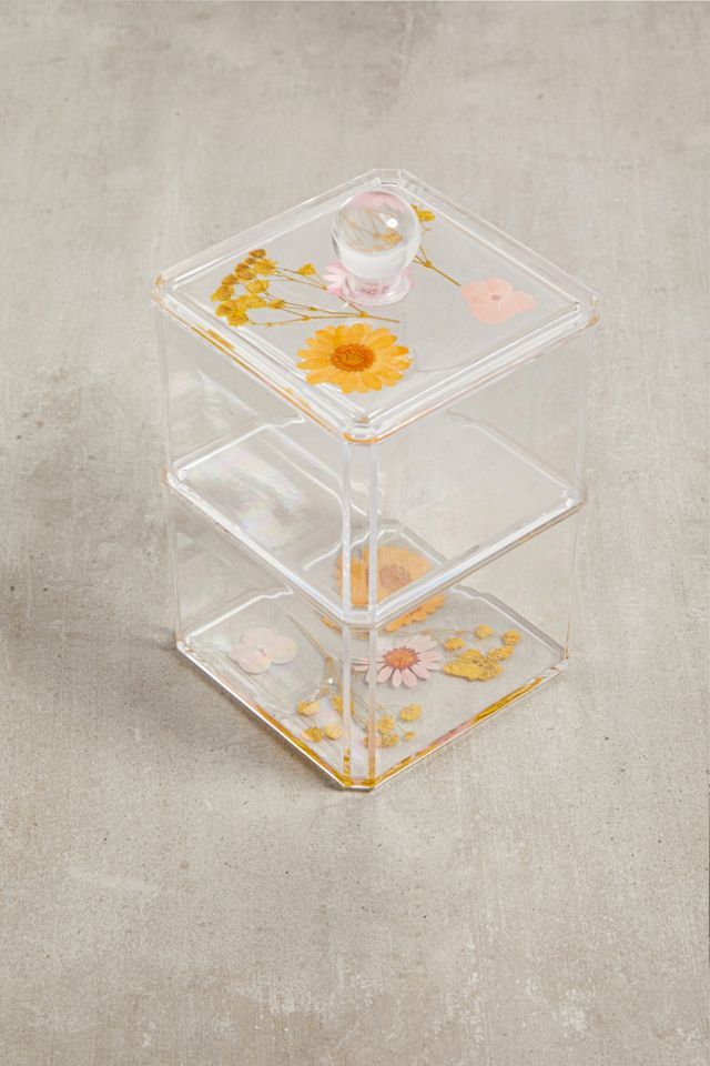 Cassia Pressed Flower Two-Tier Container | Urban Outfitters UK