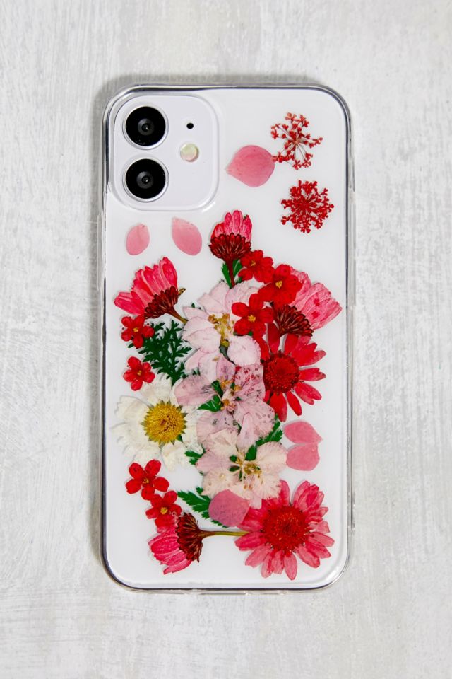 Red Pressed Flowers iPhone 12 Mini Case