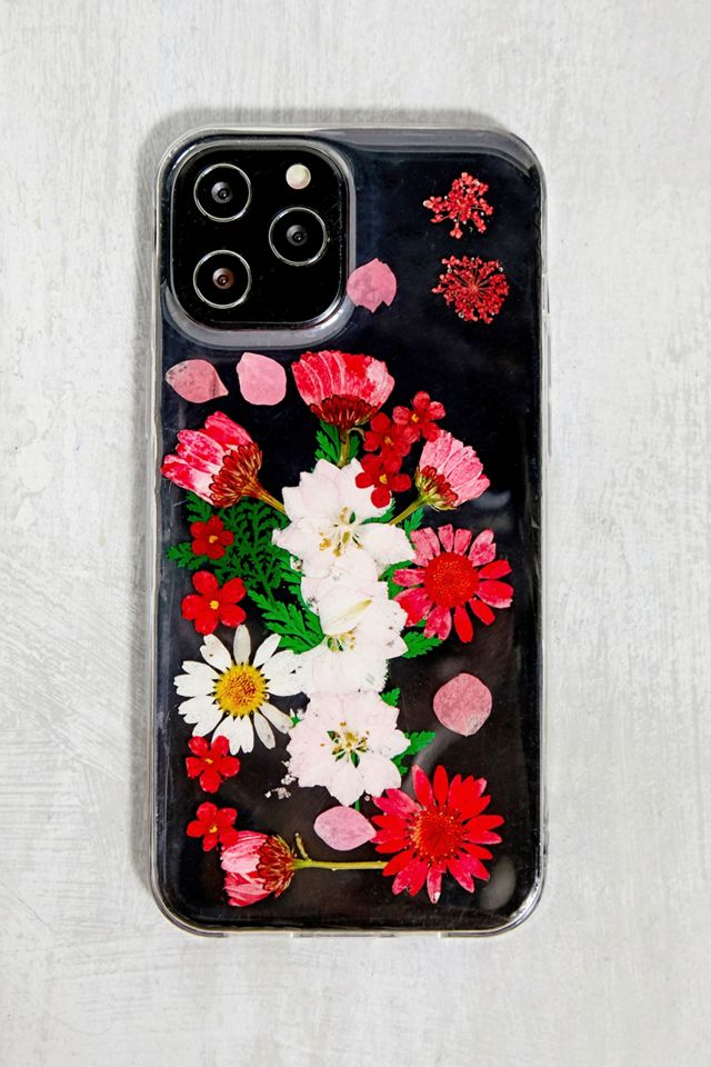 Red Pressed Flowers Iphone 12 Pro Max Case Urban Outfitters Uk