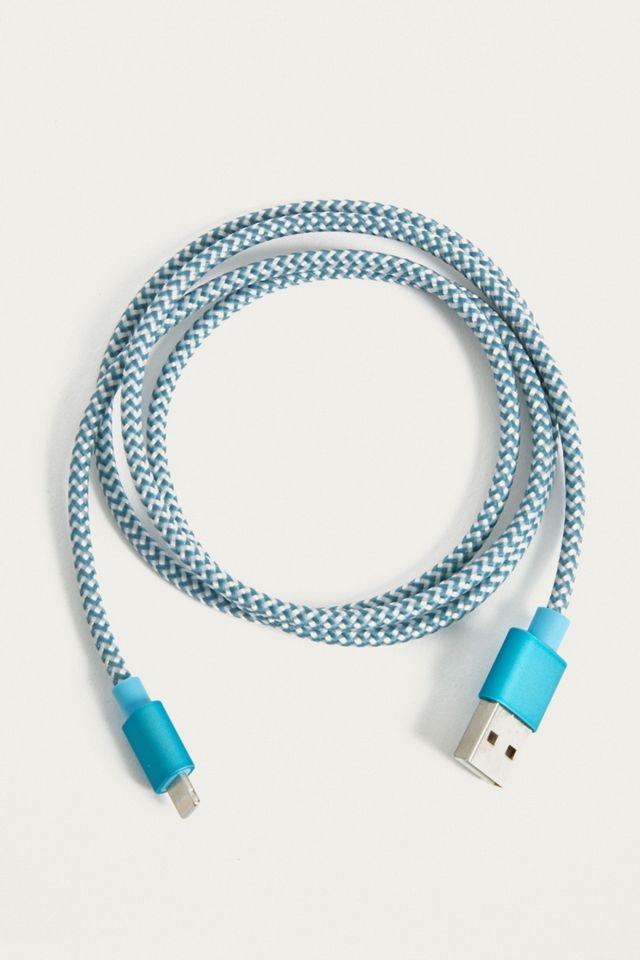 Woven Blue Lightning Cable | Urban Outfitters UK