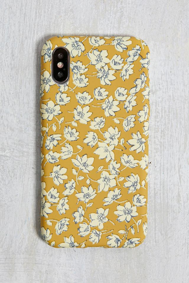 Senffarbene Hülle für ​​​​​​iPhone X/XS  mit Blumenmuster #1