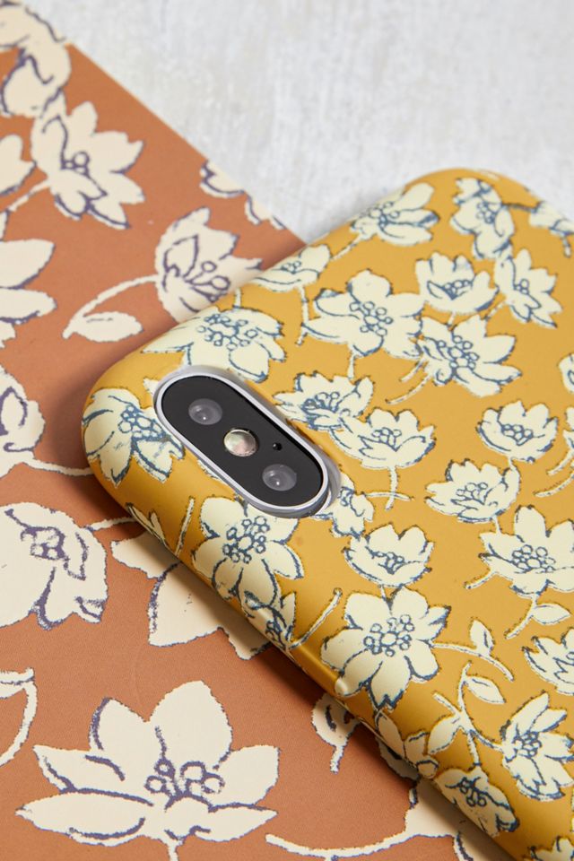 Senffarbene Hülle für ​​​​​​iPhone X/XS  mit Blumenmuster #2