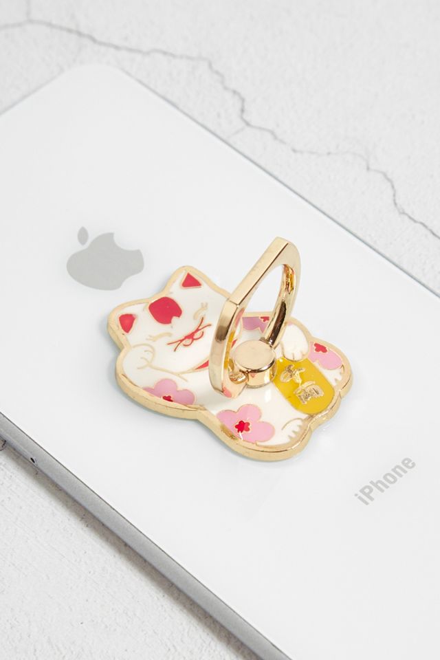 Lucky Cat Enamel Phone Ring