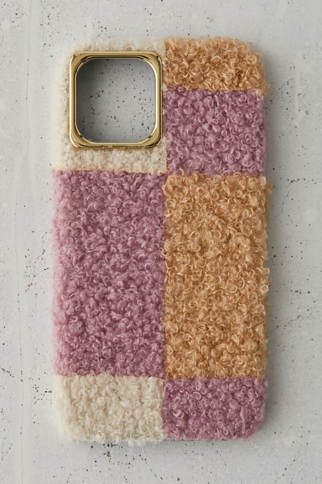 pink-checkerboard-sherpa-iphone-12-pro-phone-case-urban-outfitters-uk