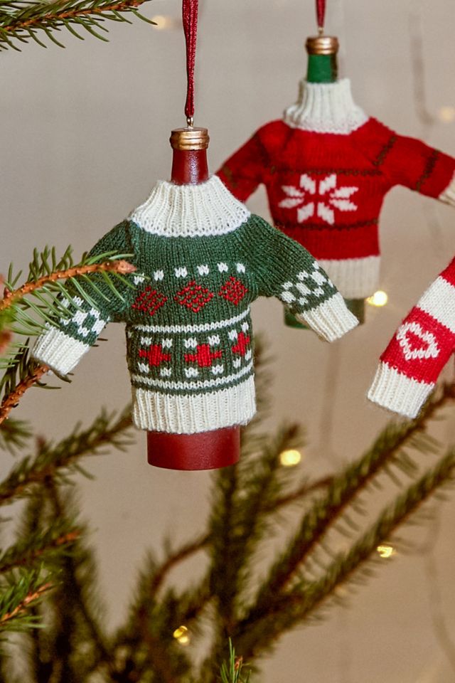 Wine Bottle In Jumper Christmas Ornament 