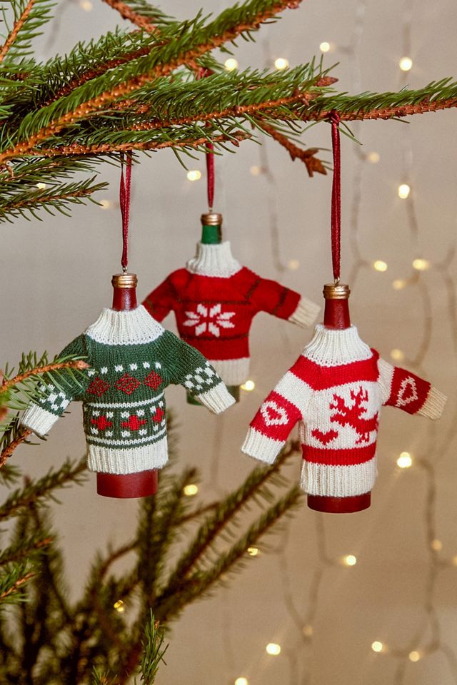 Wine Bottle in Jumper Christmas Ornament  #1