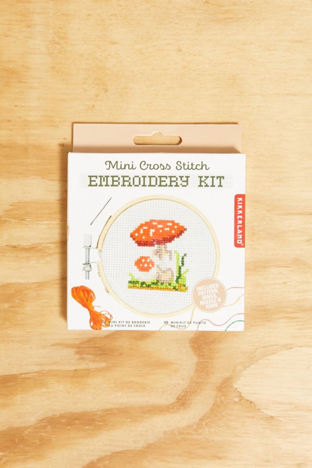 Mini Cross Stitch Embroidery Kit From Kikkerland Mushroom 