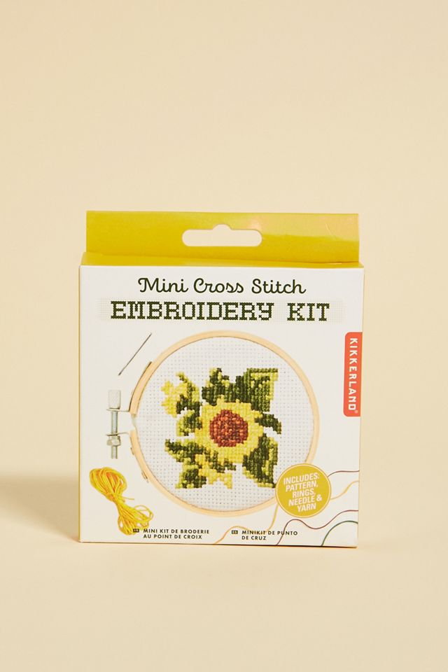 Kikkerland Mini Cross Stitch Sunflower Embroidery Kit Urban Outfitters UK